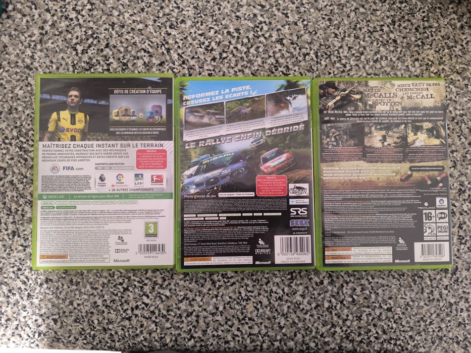 Sega rally/Call of Juarez bound in blood/FIFA 17 Xbox 360