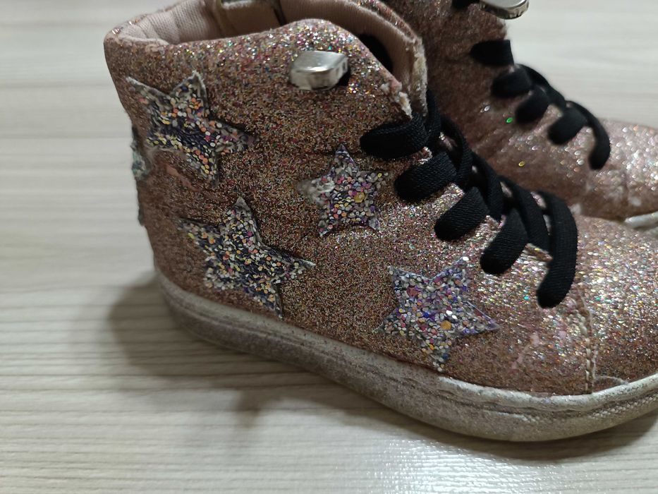 Buty botki dla dziewczynki brokatowe używane, rozmiar 24