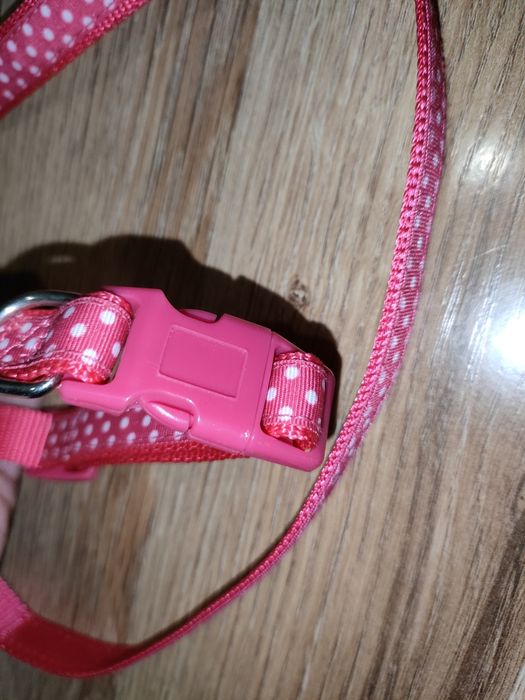 Komplet lollipop smycz i obroża 20-31cm różowa nowa