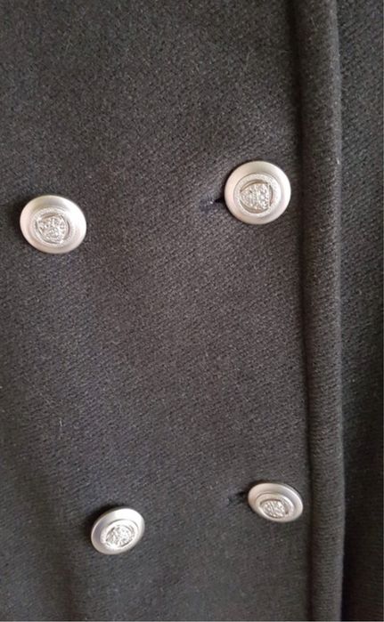 Płaszcz wełniany wełna 100% dwurzędowy grafitowy krótki
