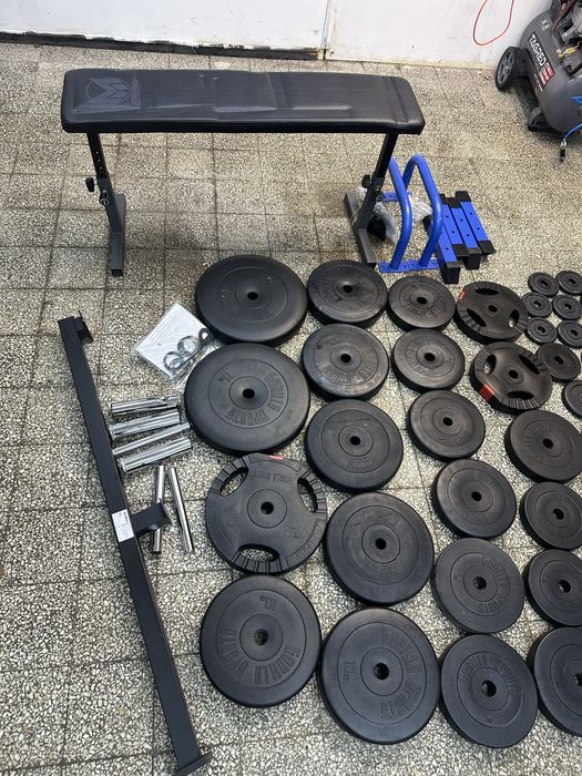 Obciążenia krążki cięzar siłownia 187.5kg ławka stojak hantle