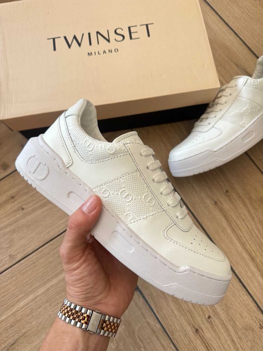 TwinSet Milano Biale Sneakersy Damskie Bianco Ottico Rozmiar 39