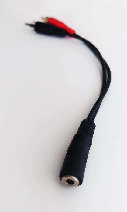 Cabo adaptador jack 3,5mm fêmea / RCA macho duplo