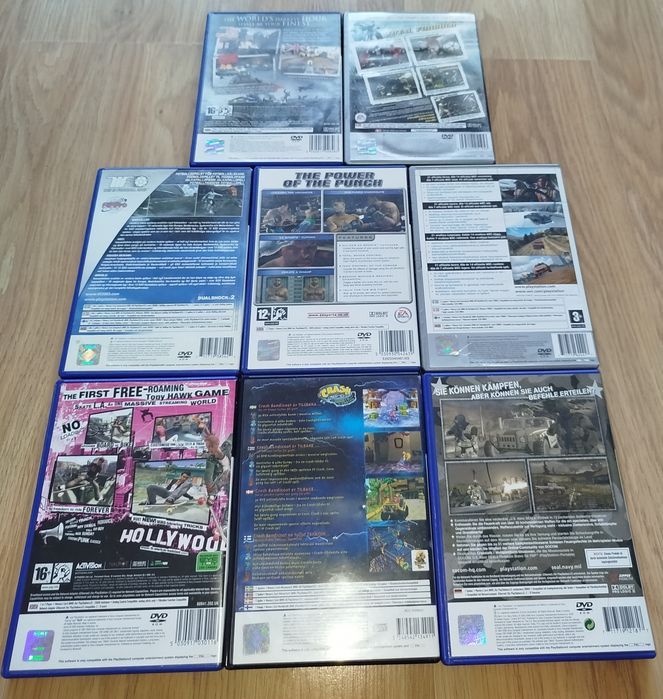 Zestaw 8 gier PS2 Crash, Tony Hawk, Call of duty, Wrc