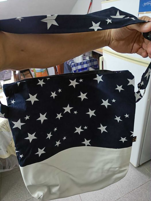 Bolsa feminina NOVA de tecido e couro sintetico