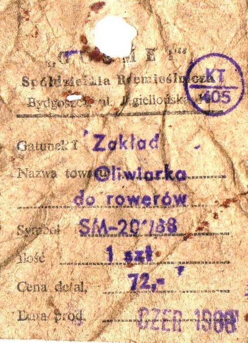 Oliwiarka ZABYTKOWA do rowerów nowa z 1988r.