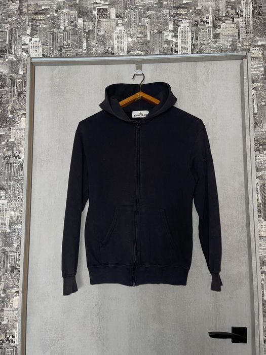 зіп-худі під бренд Stone Island чорного кольору без патча