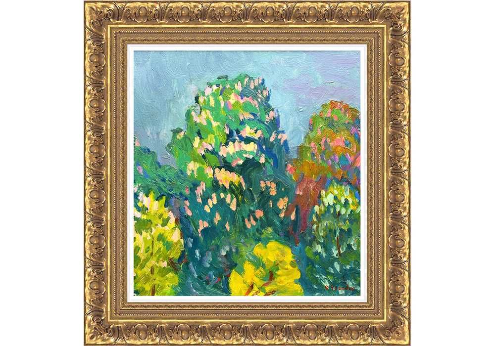 Чегодар Василь (1918-1989). Квітують київські каштани. олія картон