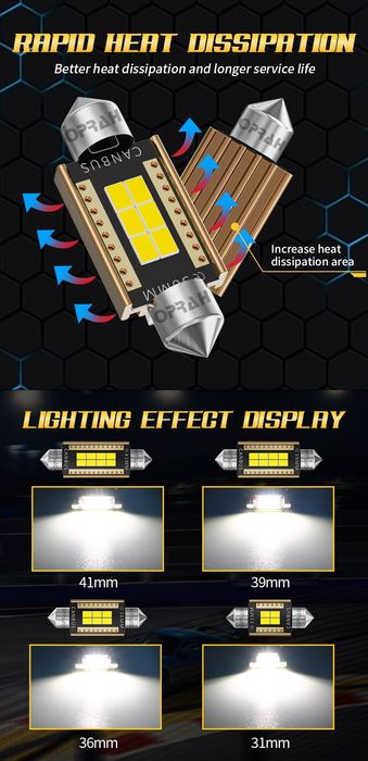 Лед Led лампи для авто C5W C10W Festoon Canbus  36мм для номерного знаку і не тільки