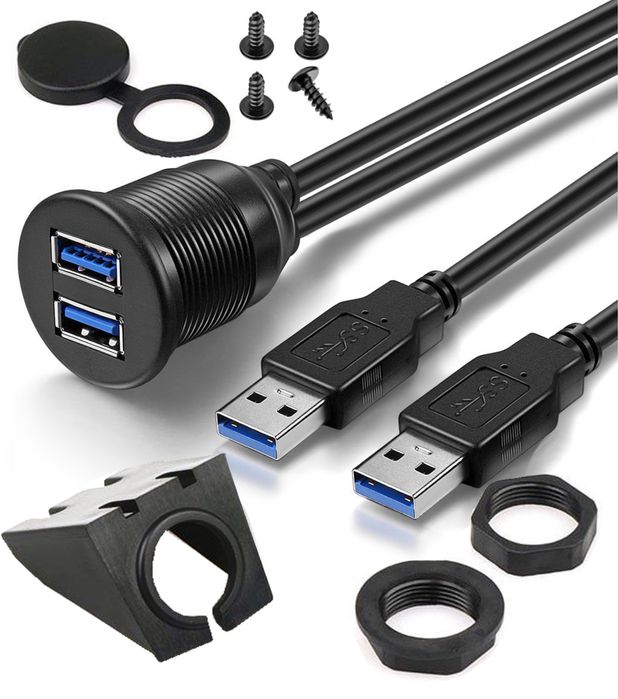 Przedłużacz gniazda USB do montażu 2m USB 3.0 - NOWY