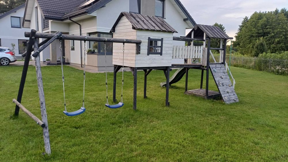 Drewniany plac zabaw - duży zestaw