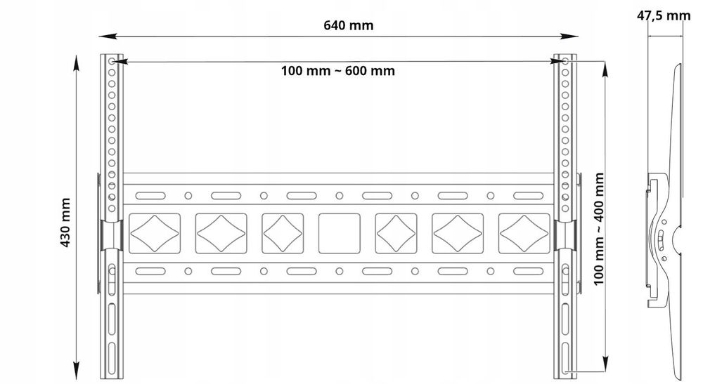 Uchwyt TV 42–80 cali WIESZAK na telewizor SOLIDNY AŻ 75kg REGULOWANY