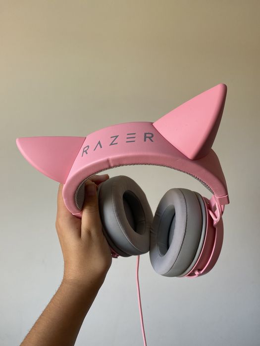 Kitty Gaming Razer headphones Auscultadores Orelhas de gato Rosa