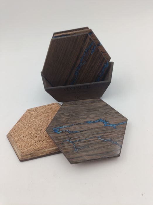 Оригінальний подарунок преміум-класу з дуба підставки під чашки костер