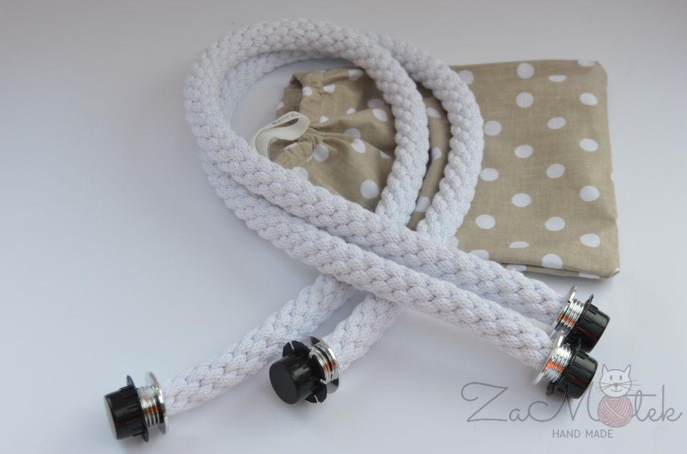 Liny Uchwyty do Obag Gwinty biel ze srebrem 74cm mini standard beach