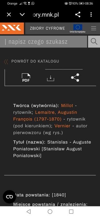 Litografia Stanisław August Poniatowski vintage retro