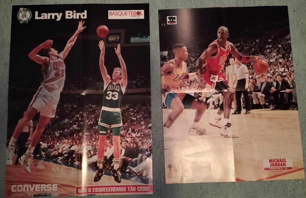 Posters Michael Jordan e Larry Bird anos 90