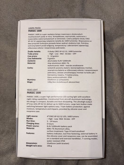 Bardzo mocna lampka do roweru/na kask Kross PARSEC 1600