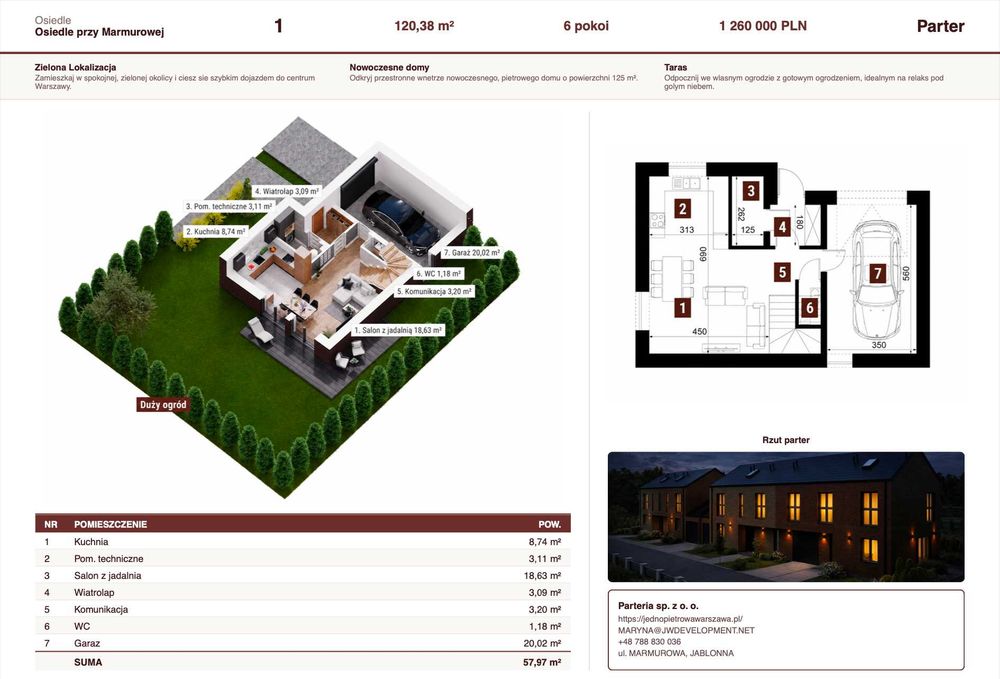 Jabłonna, Dom 120 m² z garażem i ogrodem 335 m²
