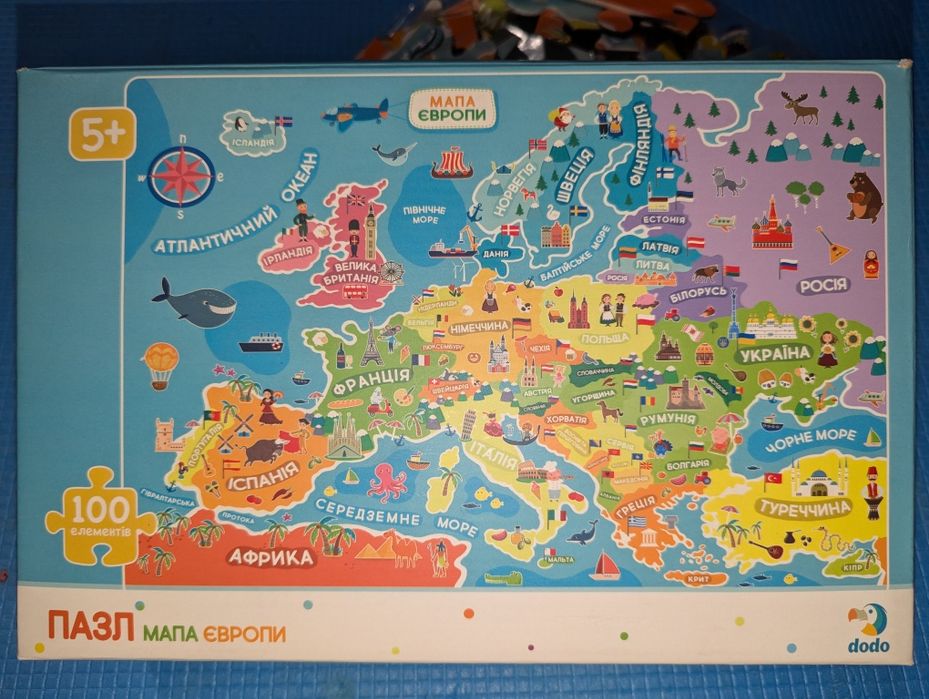 Пазли мапа Європи 100 елементів Dodo