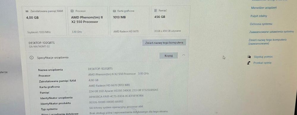 Dzis 300 zł Zestaw komputer stacjonarny monitor DELL (SSD 240GB )Win10