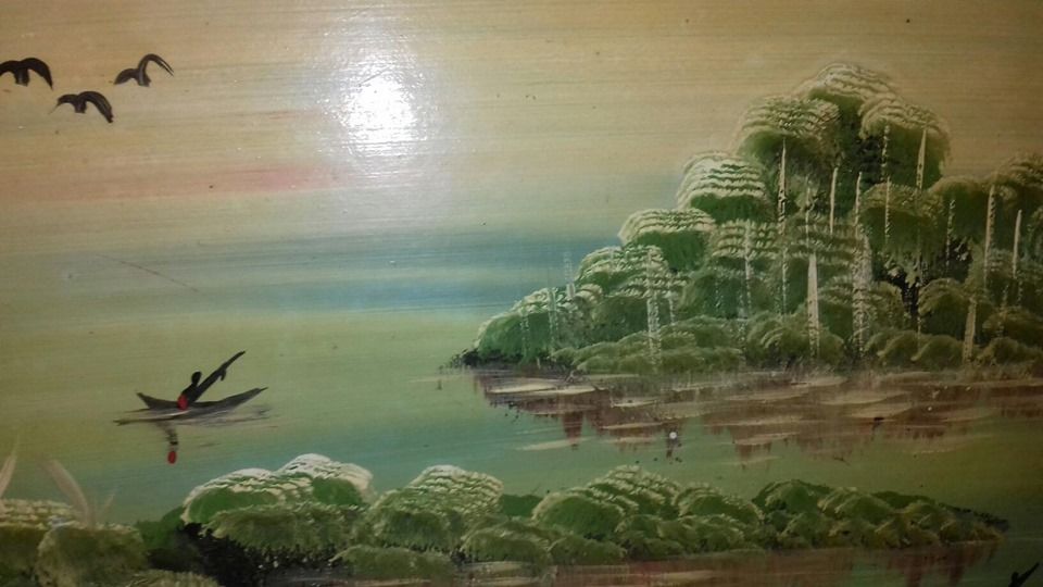 Pintura sobre madeira Pintor Silva Motivos africanos
