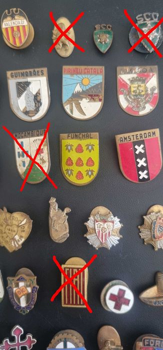 Pins antigos desporto, localidades marcas