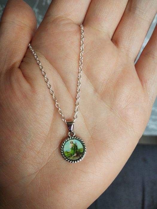 Naszyjnik srebrny medalik komunia łańcuszek srebrny św. Krzysztof