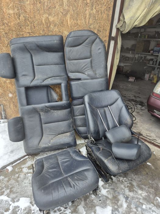 Сидения Mercedes w140 синего цвета