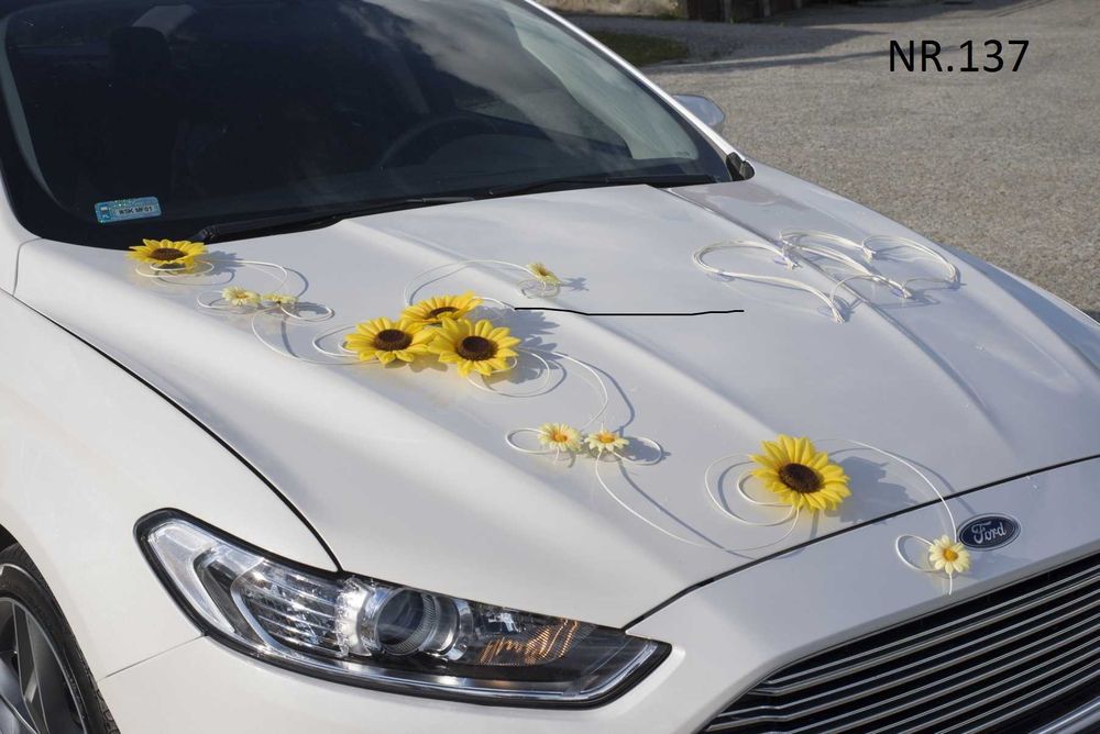 Słoneczniki na auto dekoracja samochodu do ślubu.Ozdoby na auto 137
