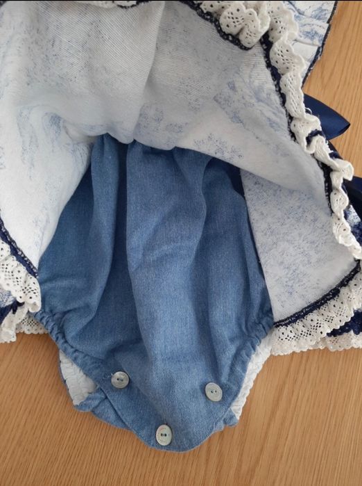 Vestido/fofo com alças azul menina 18m (COMO NOVO)