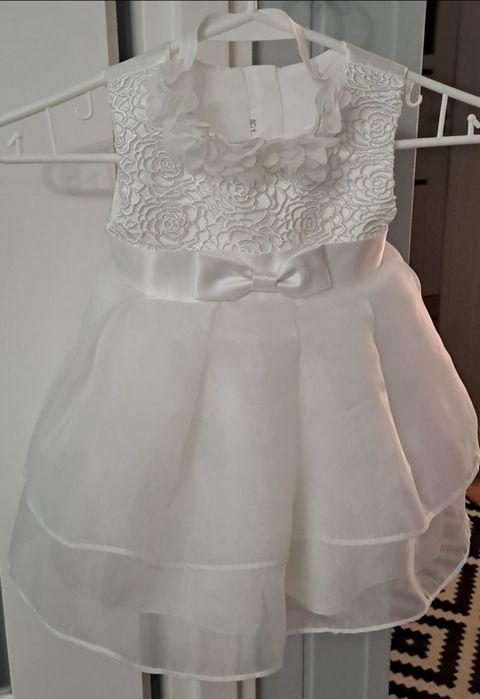 Komplet na chrzciny chrzest sukienka buty i opaska 74-80