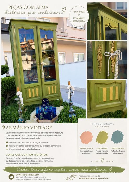 Vitrine verde, azul e pessego