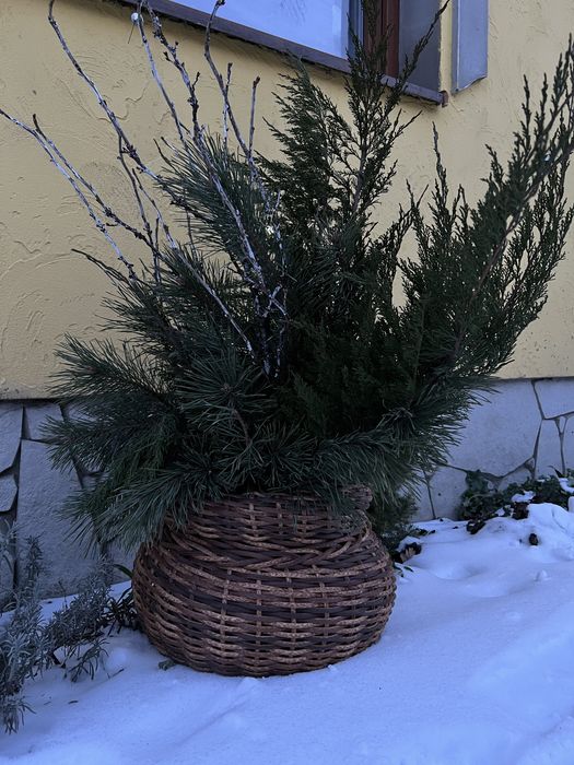 Букет з свічок, кашпо з ротангу, подарунок