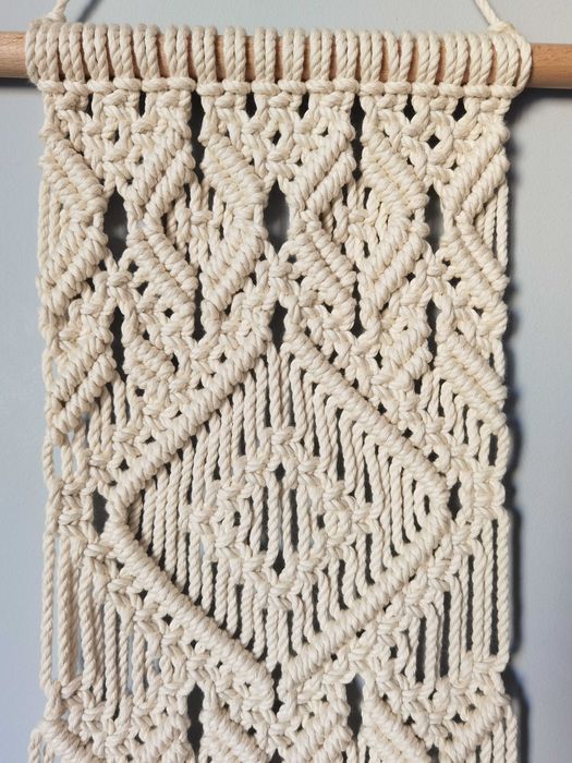 Painel de parede em macramé, equilibrio