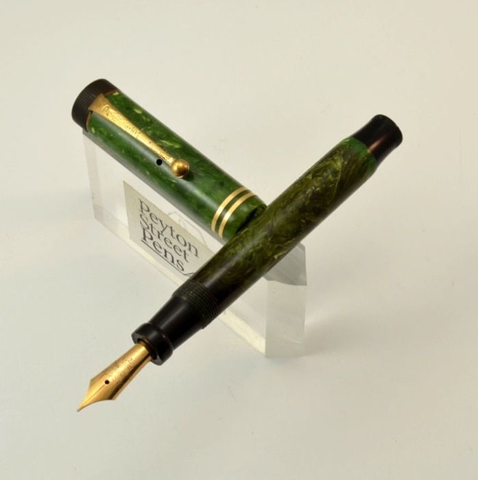 Parker Vintage Canada Jade Green Marble Duofold Jr. RARA!