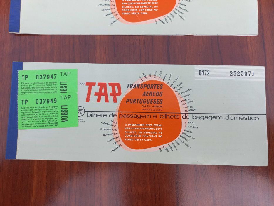 bilhetes TAP 1974