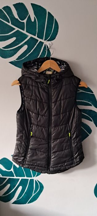 Kamizelka bezrekawnik H&M krotka czarna blyszczaca XS