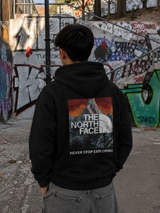 Толстовка The North Face OrangeBox • Худи Черное TNF Базовое • XS-XXL