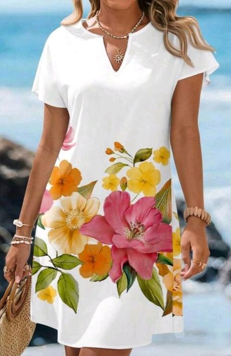 Vestido floral praia fresco tamanho M portes incluídos para Portugal continental