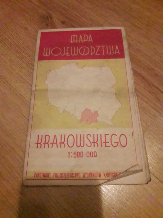 Stara mapa woj.krakowskiego 1966 rok prl