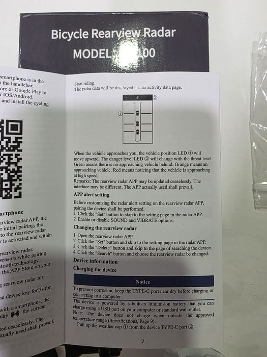 Radar de bicicleta W109 - Monitor de pontos cegos