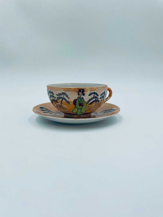 Zestaw śniadaniowy Antyczna filiżanka kolekcjonerska porcelanowa Japonia