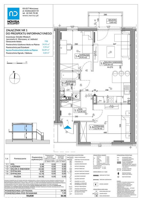 3-pokojowe mieszkanie 54m2 + balkon Bezpośrednio