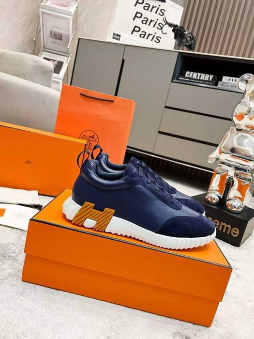 Hermes para buty sportowe, niebieskie buty z skóry