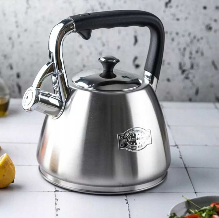 Mocny Trwały Czajnik Na Gaz Indukcja Stalowy Z Gwizdkiem 3L Srebrny