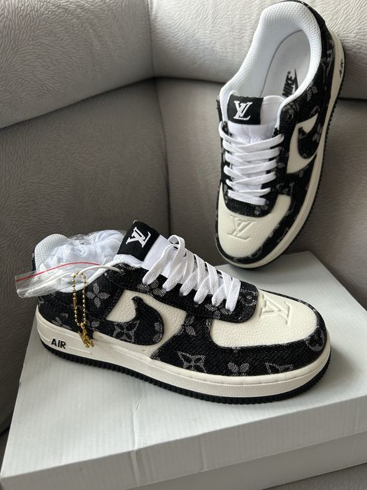 Buty Air Force 1 "LV Monogram Custom" – Czarno-białe – Rozmiar 38