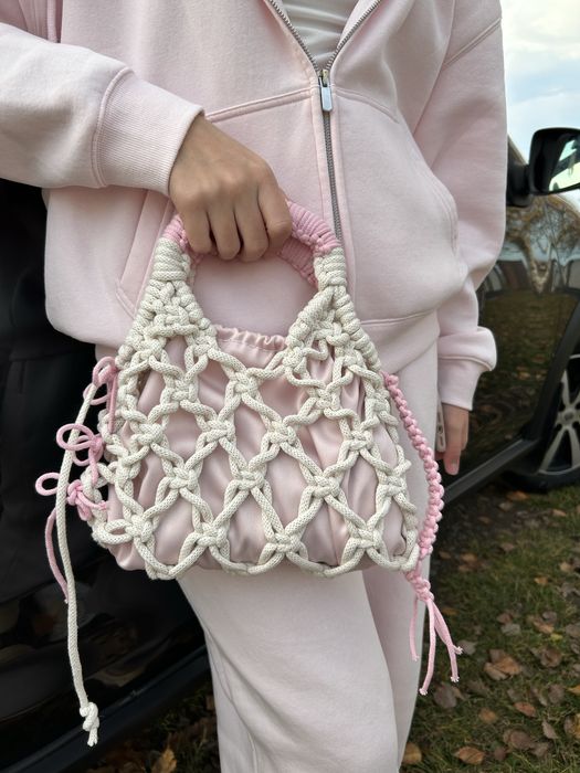 Сумка макраме бежева