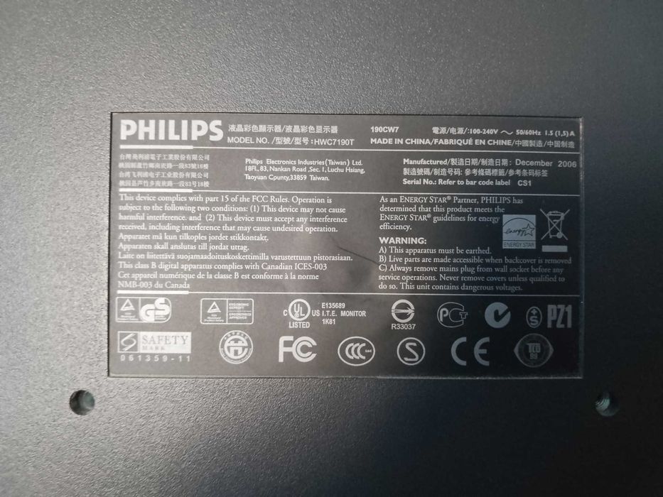 Monitor Philips 190CW7CS/00