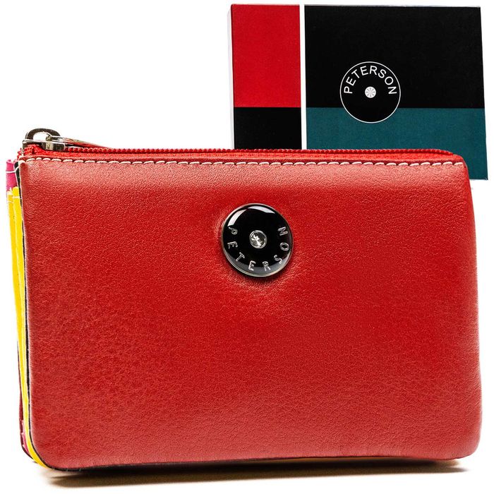 damskie etui na klucze skórzane z portmonetką na suwak - peterson
